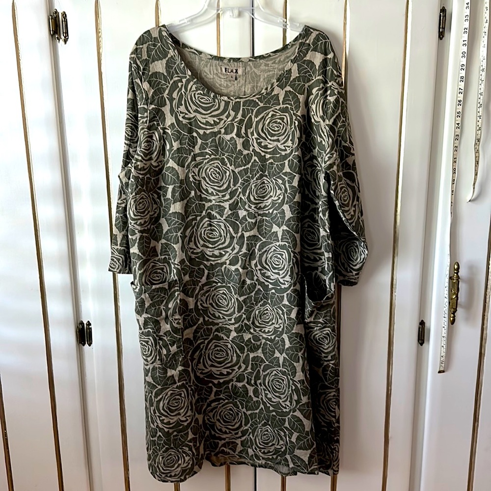 Flax Green Floral Dress